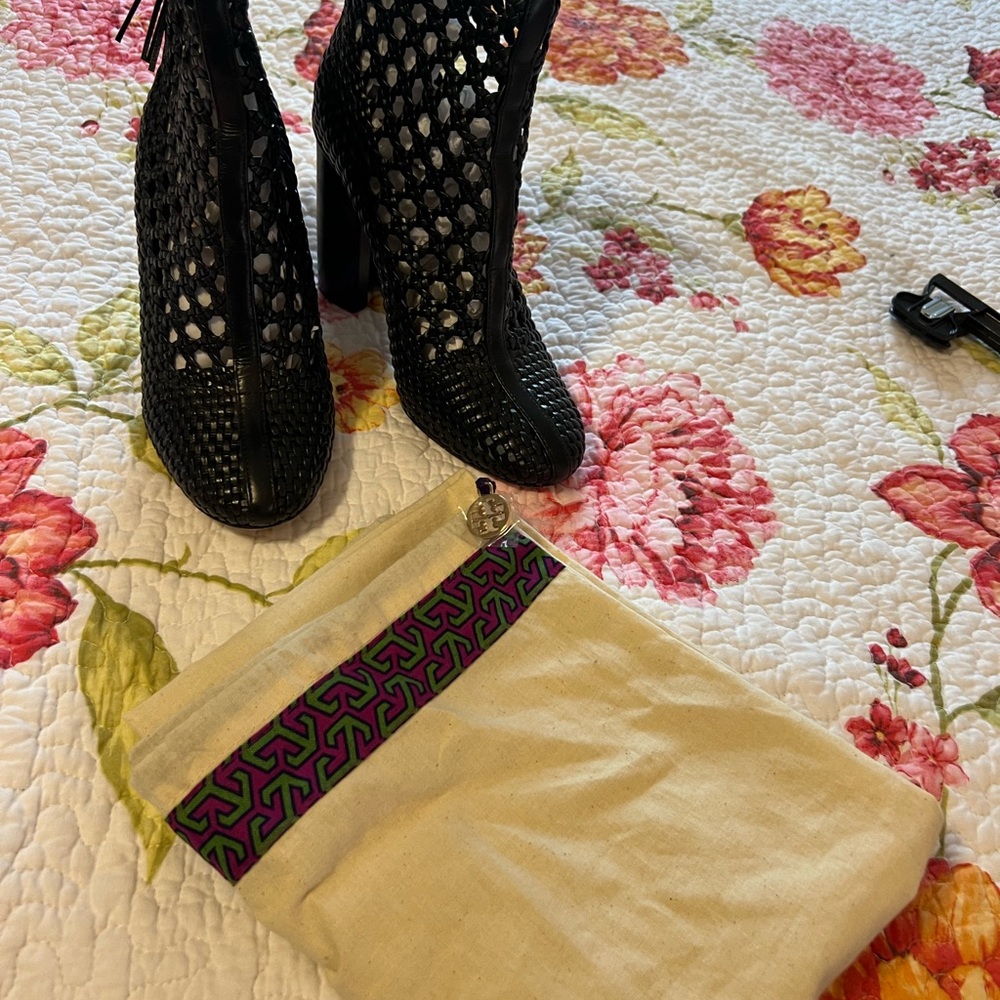 Tory Burch Leather Woven Boots